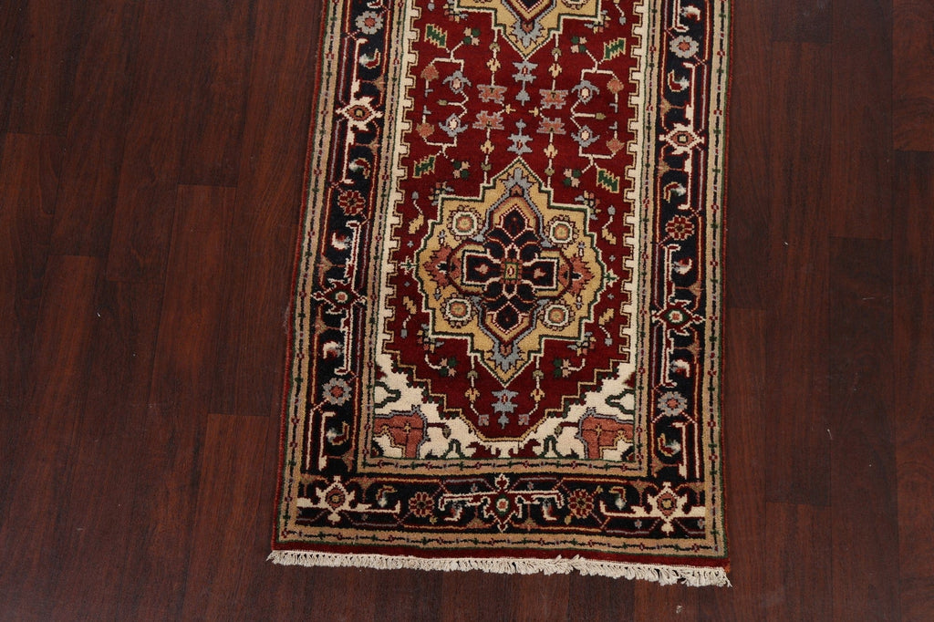 Geometric Indo Heriz Serapi Oriental Runner Rug 3x9