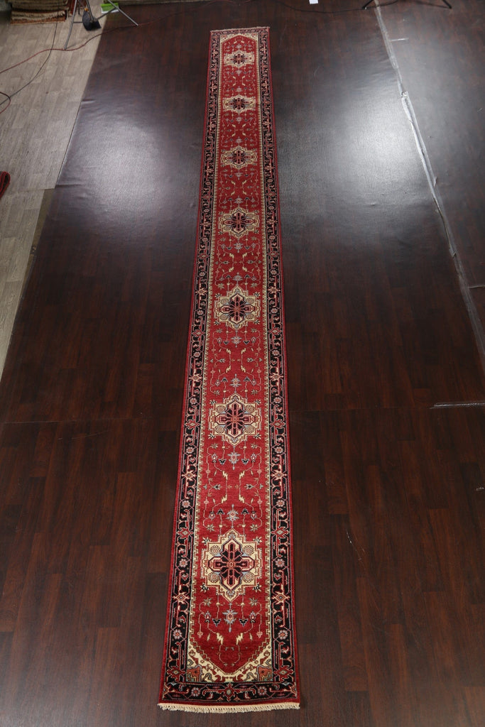 Geometric Indo Heriz Serapi Oriental Runner Rug 3x26