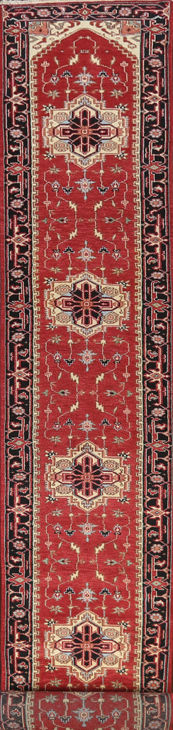 Geometric Indo Heriz Serapi Oriental Runner Rug 3x26