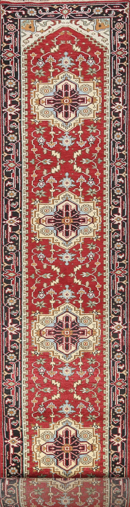 Geometric Indo Heriz Serapi Oriental Runner Rug 3x21