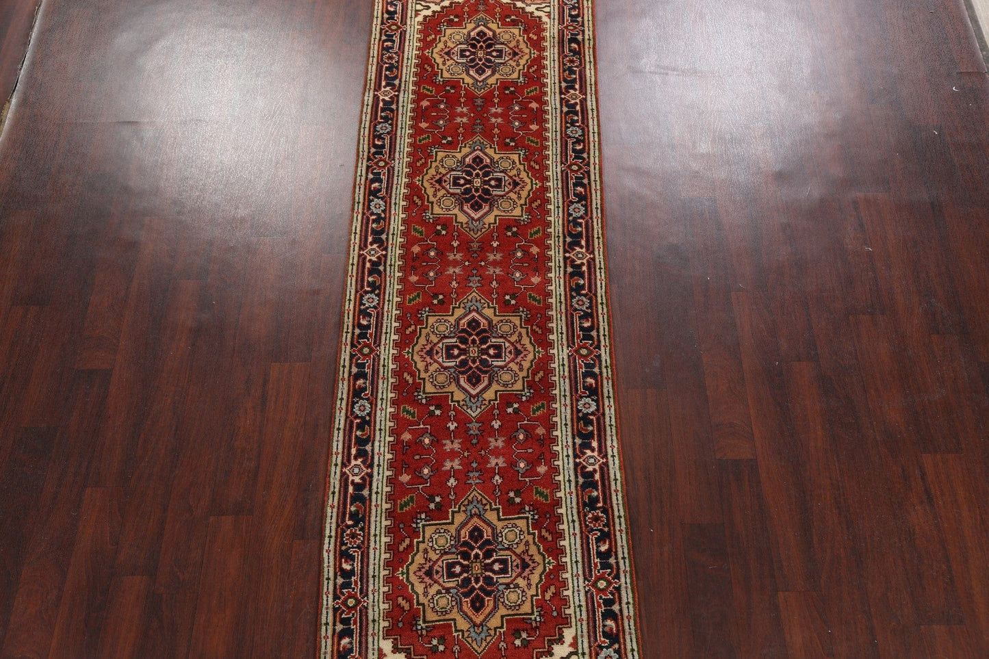 Geometric Indo Heriz Serapi Oriental Runner Rug 3x10