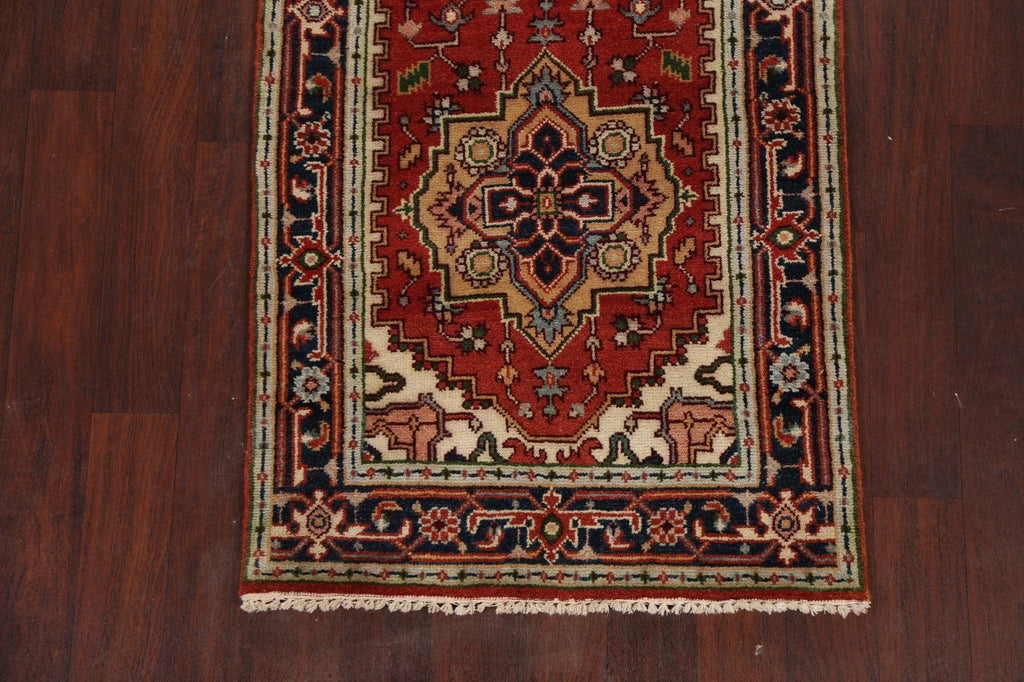 Geometric Indo Heriz Serapi Oriental Runner Rug 3x10