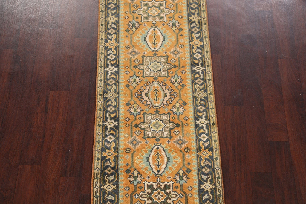 Geometric Indo Heriz Serapi Oriental Runner Rug 3x8