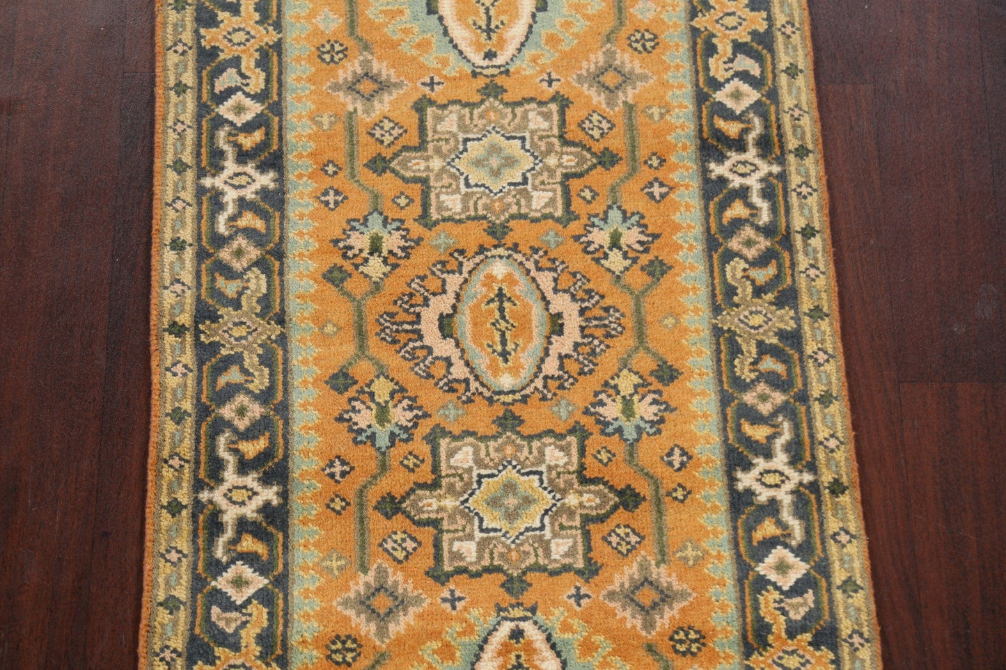 Geometric Indo Heriz Serapi Oriental Runner Rug 3x8