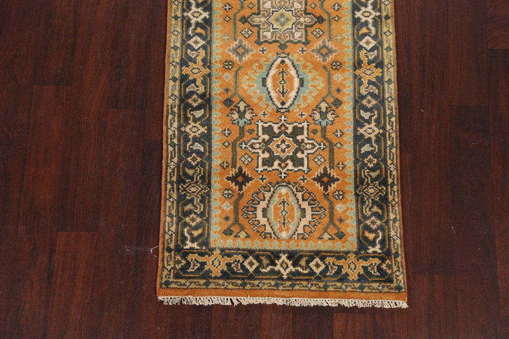 Geometric Indo Heriz Serapi Oriental Runner Rug 3x8