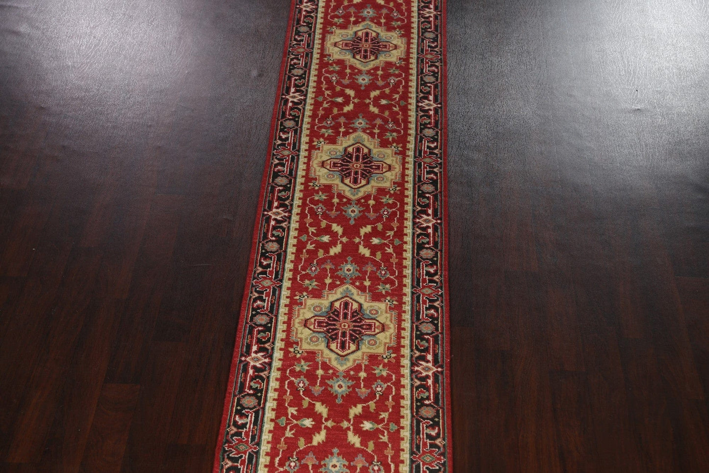 Geometric Indo Heriz Serapi Oriental Runner Rug 3x26