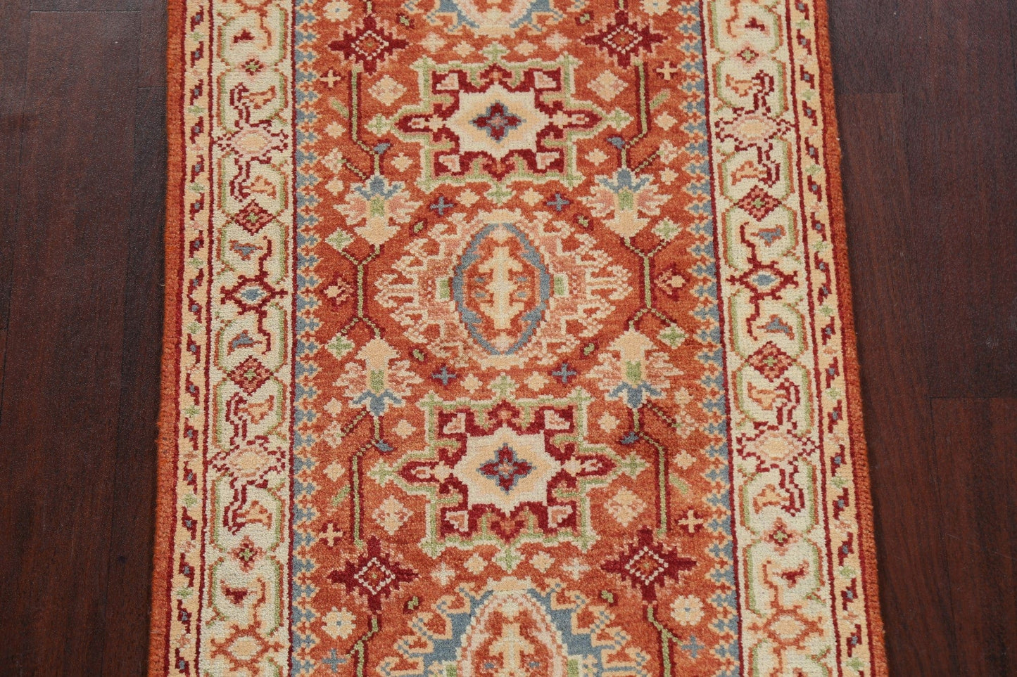 Geometric Indo Heriz Serapi Oriental Runner Rug 3x8