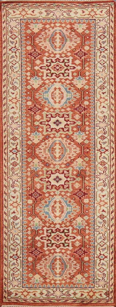 Geometric Indo Heriz Serapi Oriental Runner Rug 3x8