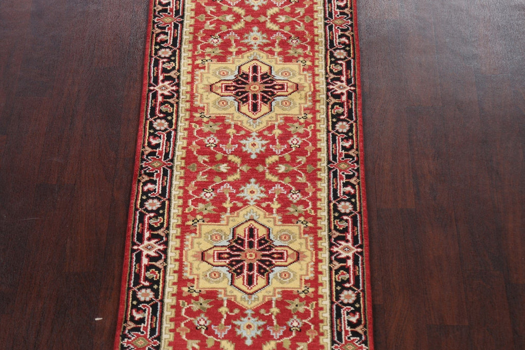 Geometric Indo Heriz Serapi Oriental Runner Rug 3x20