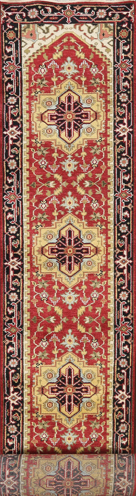 Geometric Indo Heriz Serapi Oriental Runner Rug 3x20