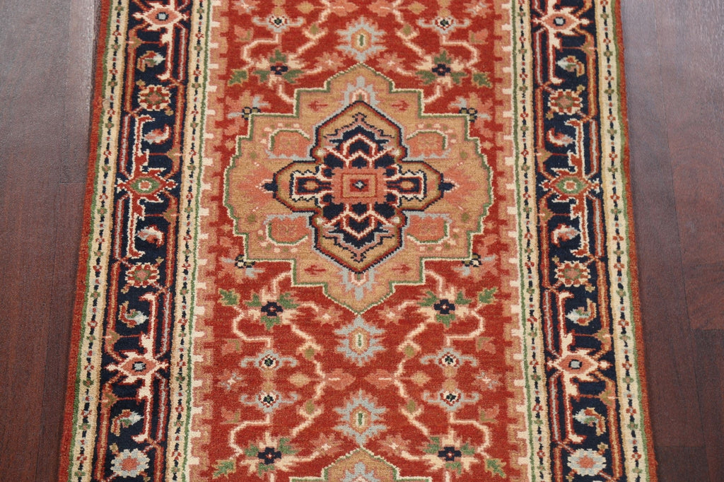 Geometric Indo Heriz Serapi Oriental Runner Rug 3x10