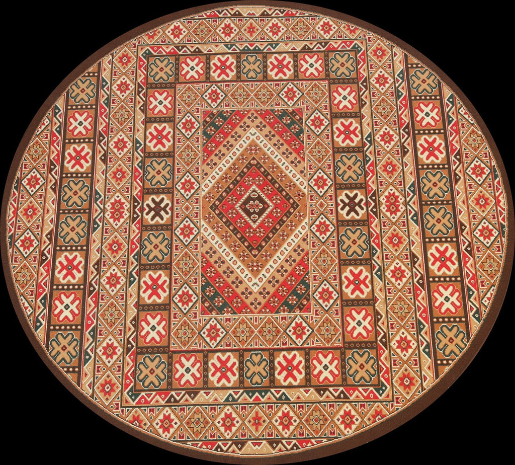 Geometric Tabriz Oriental Area Rug 7x7 Round