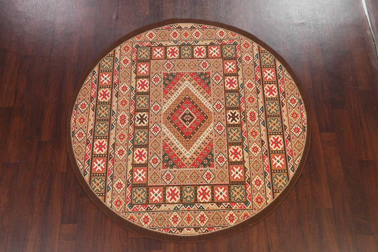 Geometric Tabriz Oriental Area Rug 7x7 Round