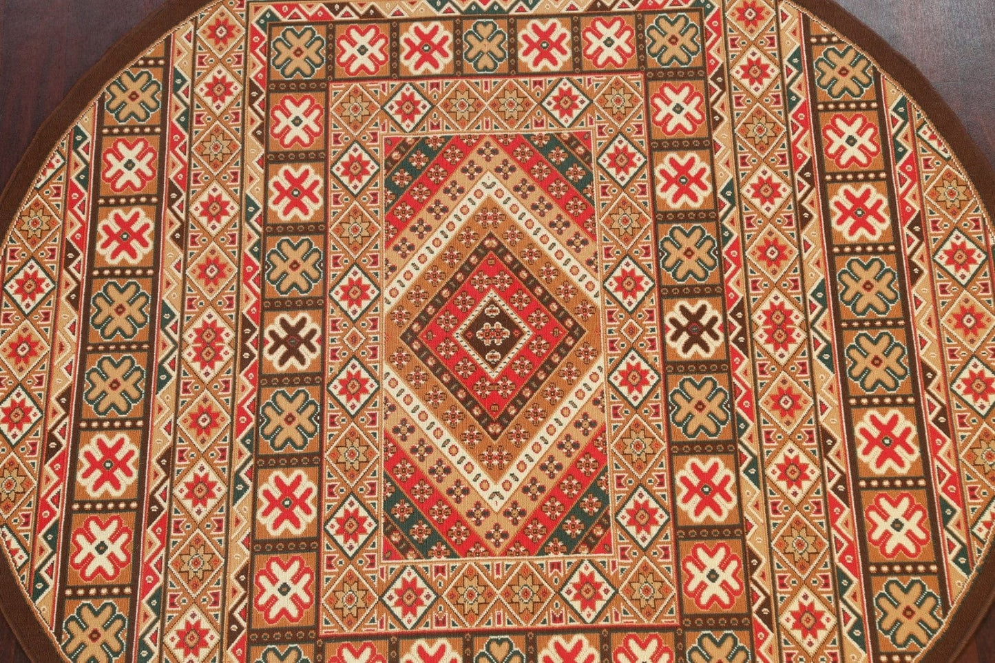 Geometric Tabriz Oriental Area Rug 7x7 Round