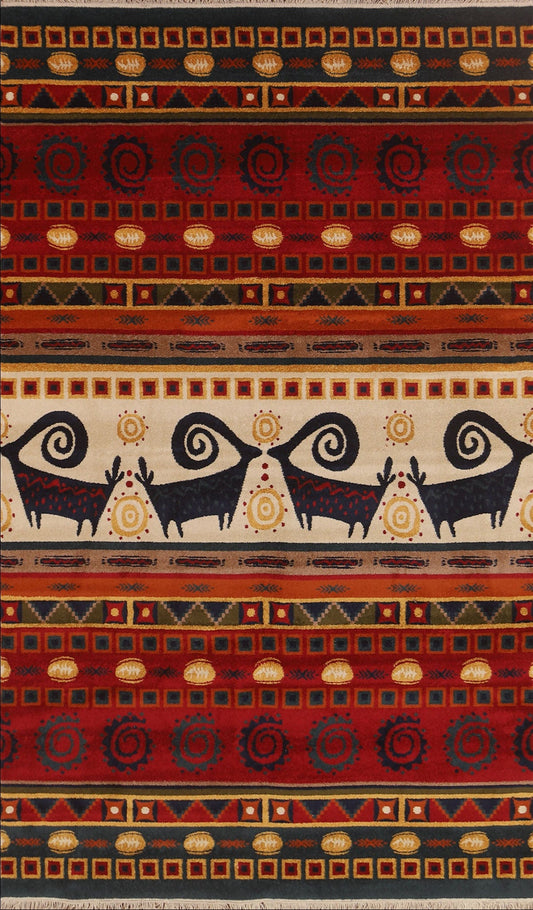 Animal Pictorial Gabbeh Turkish Area Rug 7x10