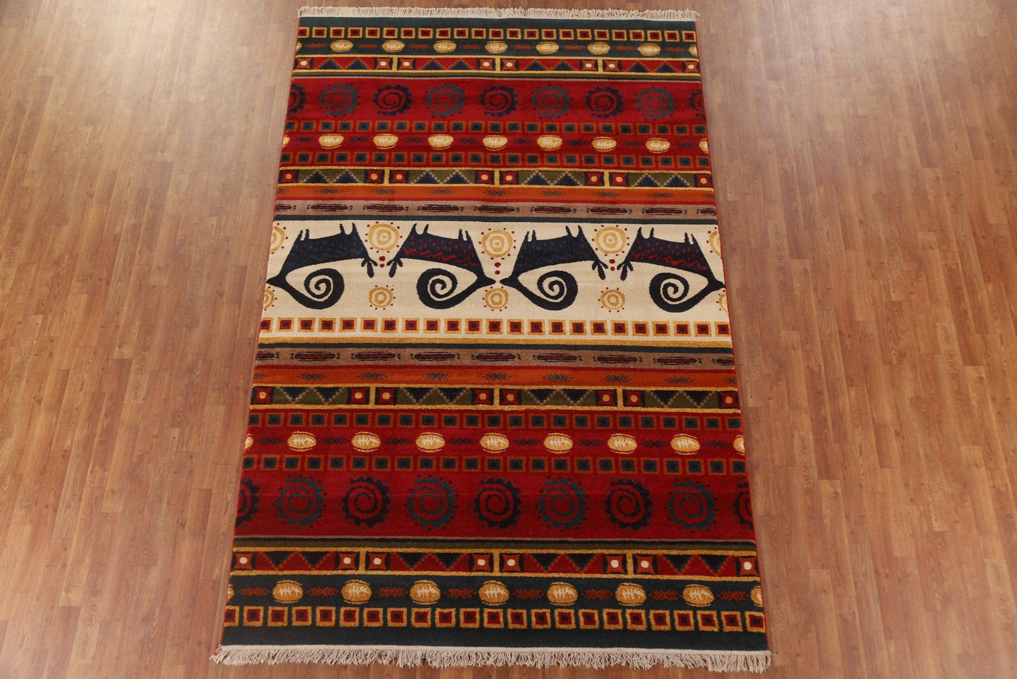 Animal Pictorial Gabbeh Turkish Area Rug 7x10