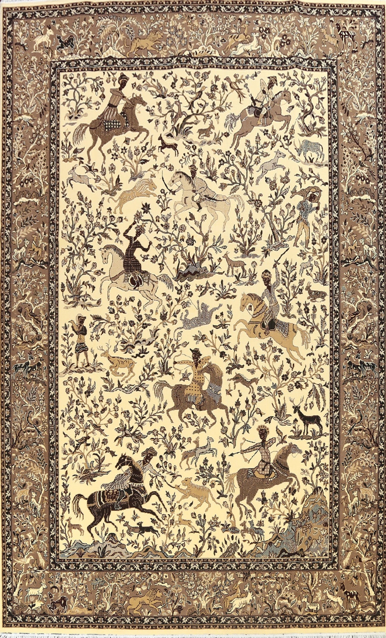 Hunting Design Tabriz Oriental Area Rug 10x13