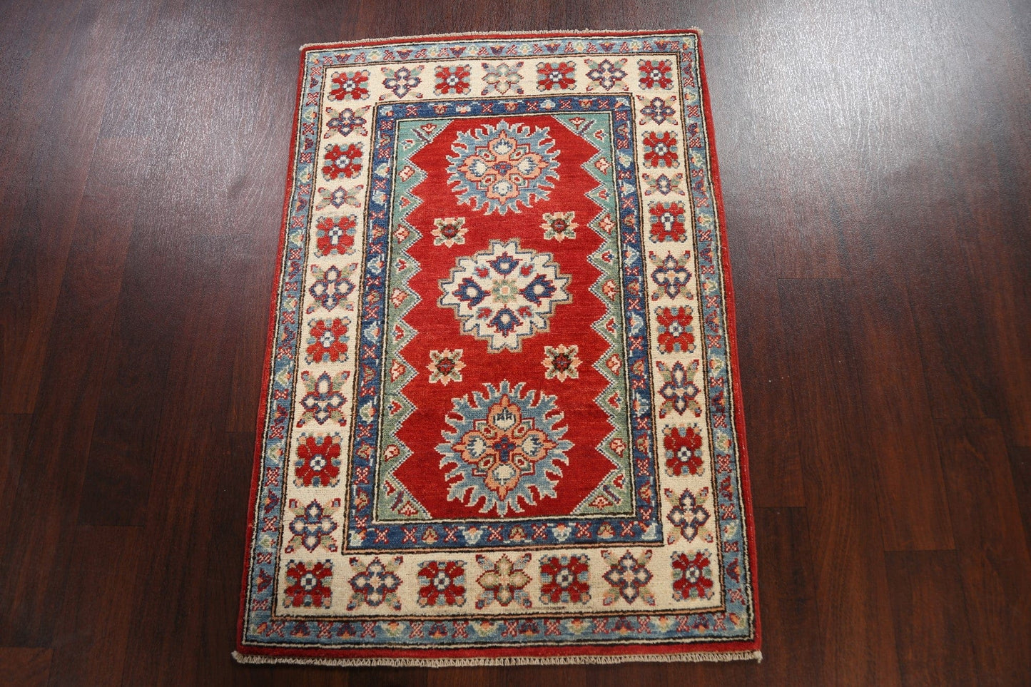 Geometric Kazak Oriental Area Rug 3x4