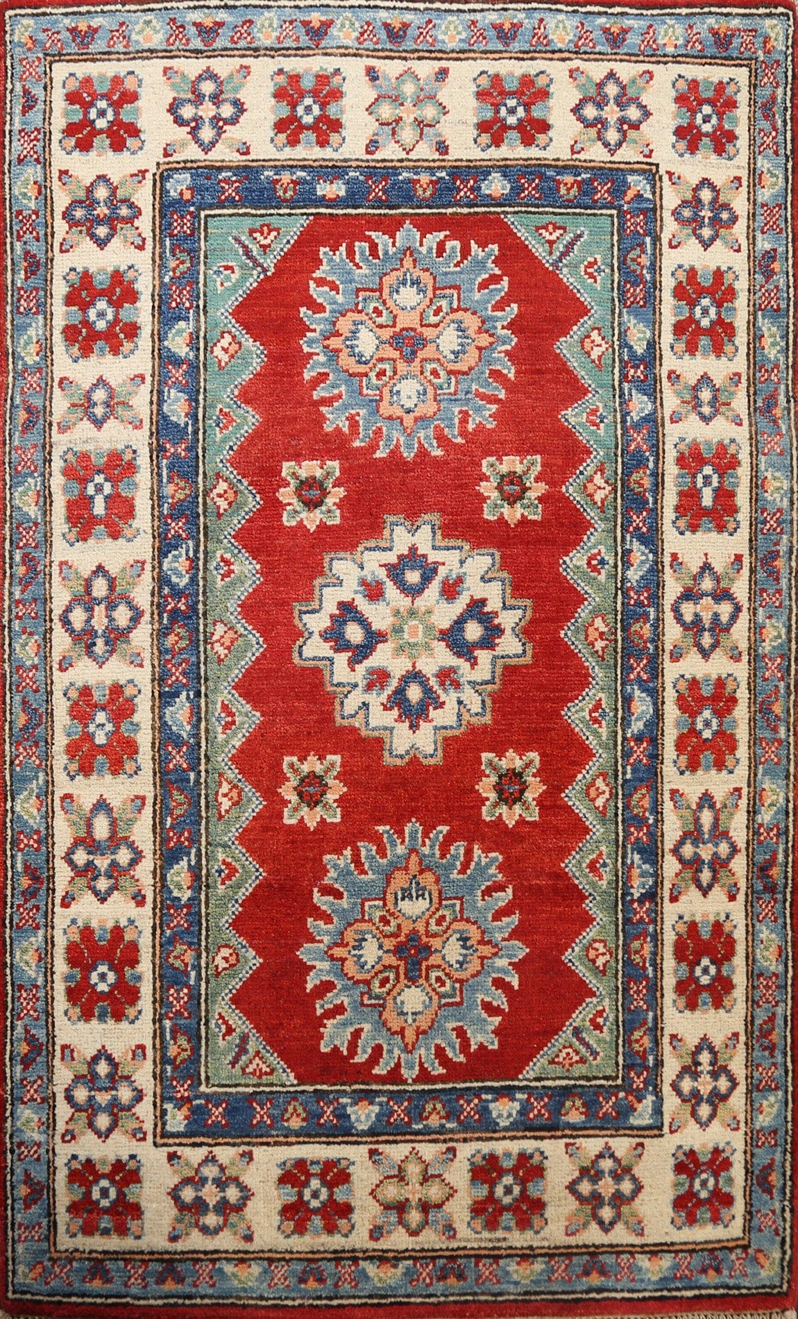 Geometric Kazak Oriental Area Rug 3x4