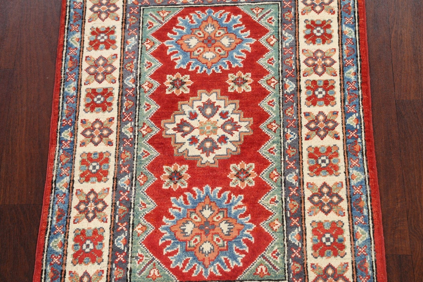 Geometric Kazak Oriental Area Rug 3x4