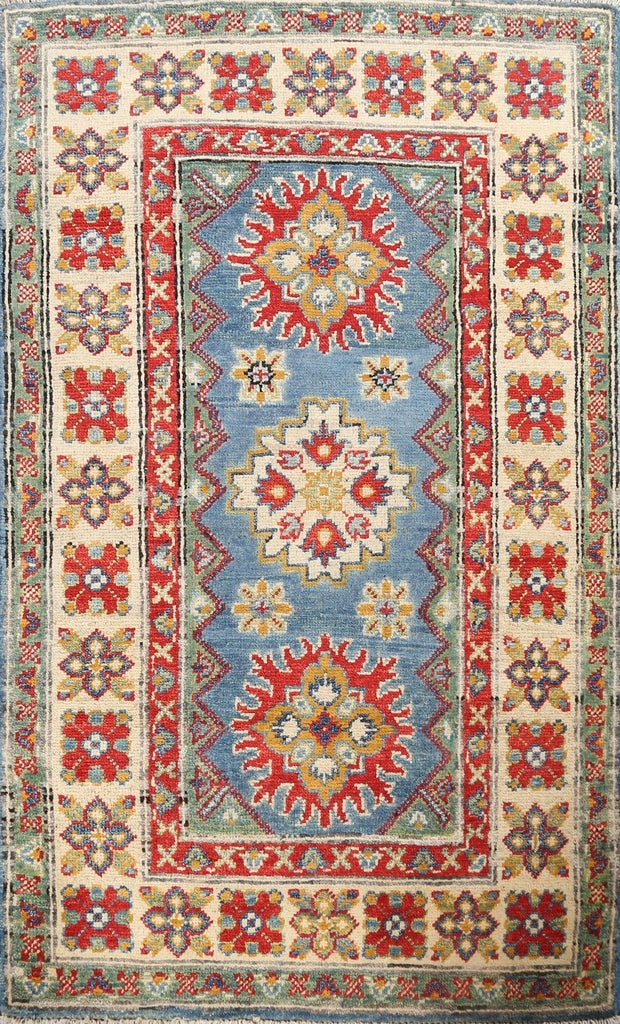 Geometric Kazak Oriental Area Rug 3x4