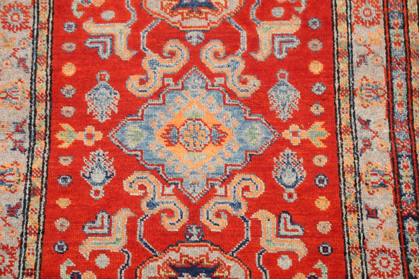 Geometric Kazak Oriental Area Rug 3x4