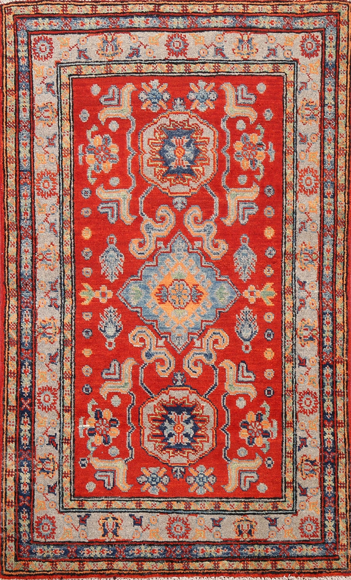 Geometric Kazak Oriental Area Rug 3x4