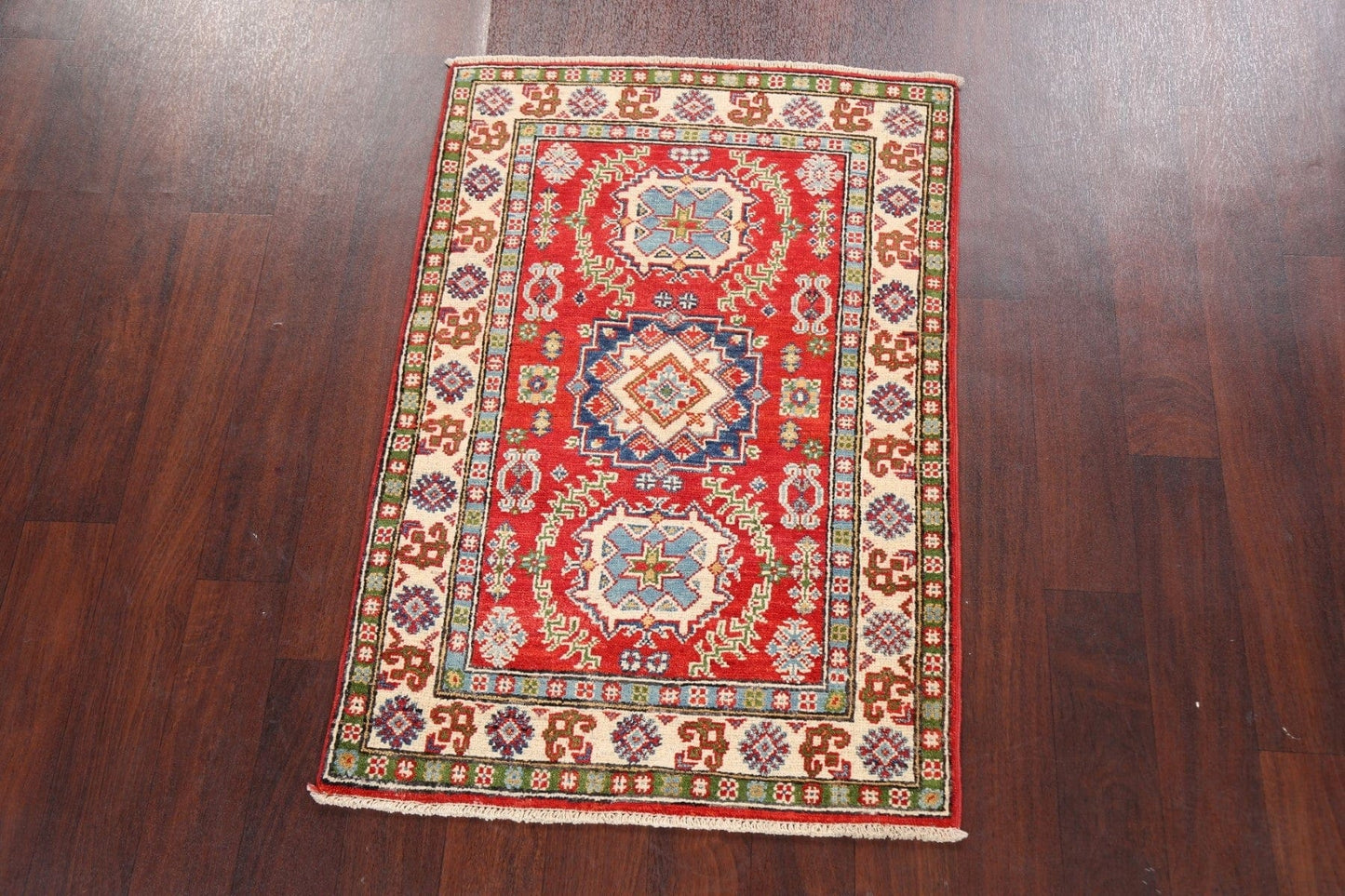 Geometric Kazak Oriental Area Rug 3x4