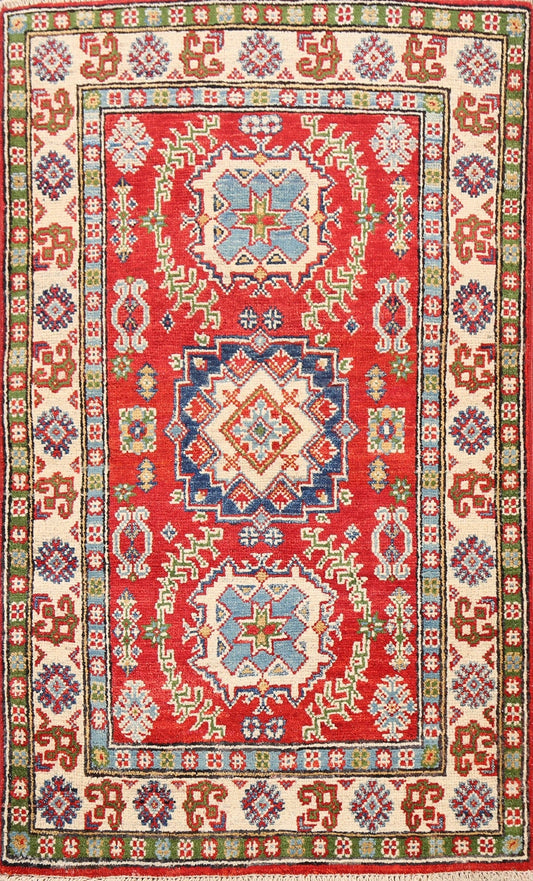 Geometric Kazak Oriental Area Rug 3x4