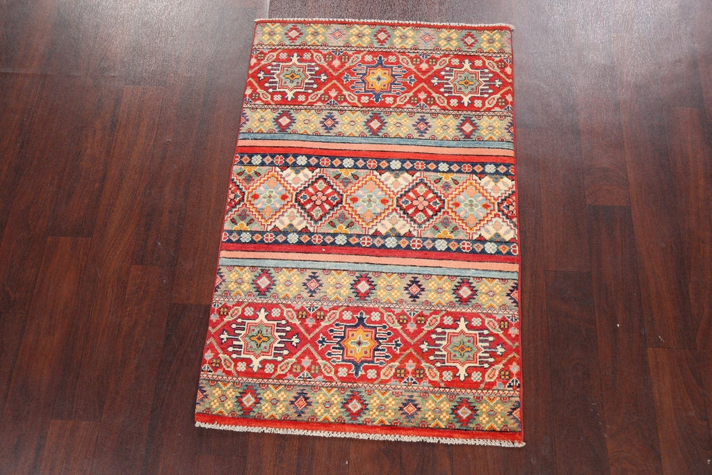 Tribal Geometric Kazak Oriental Area Rug 3x4