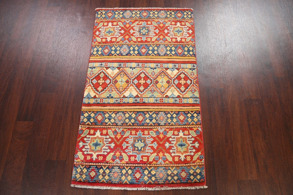 Geometric Kazak Oriental Area Rug 3x4