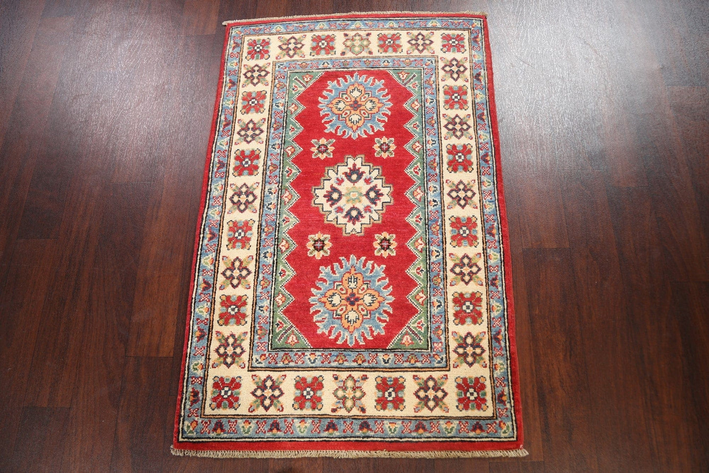 Geometric Kazak Oriental Area Rug 3x4