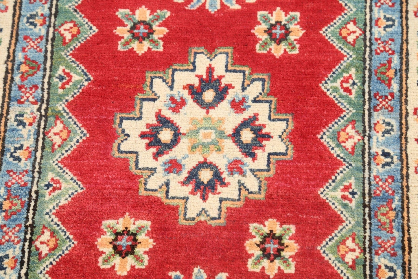 Geometric Kazak Oriental Area Rug 3x4