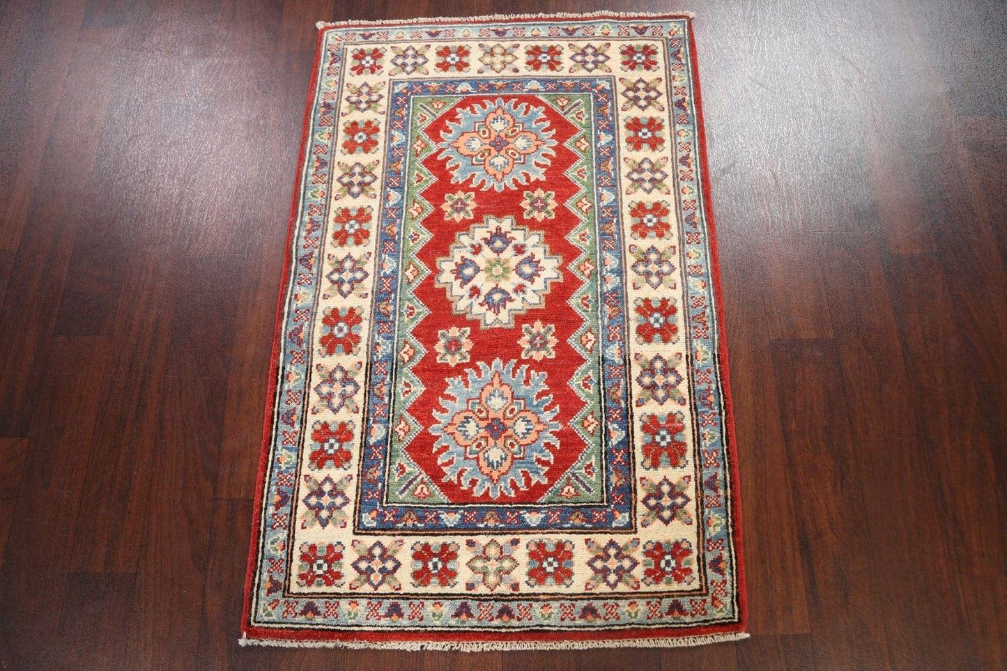 Geometric Kazak Oriental Area Rug 3x4