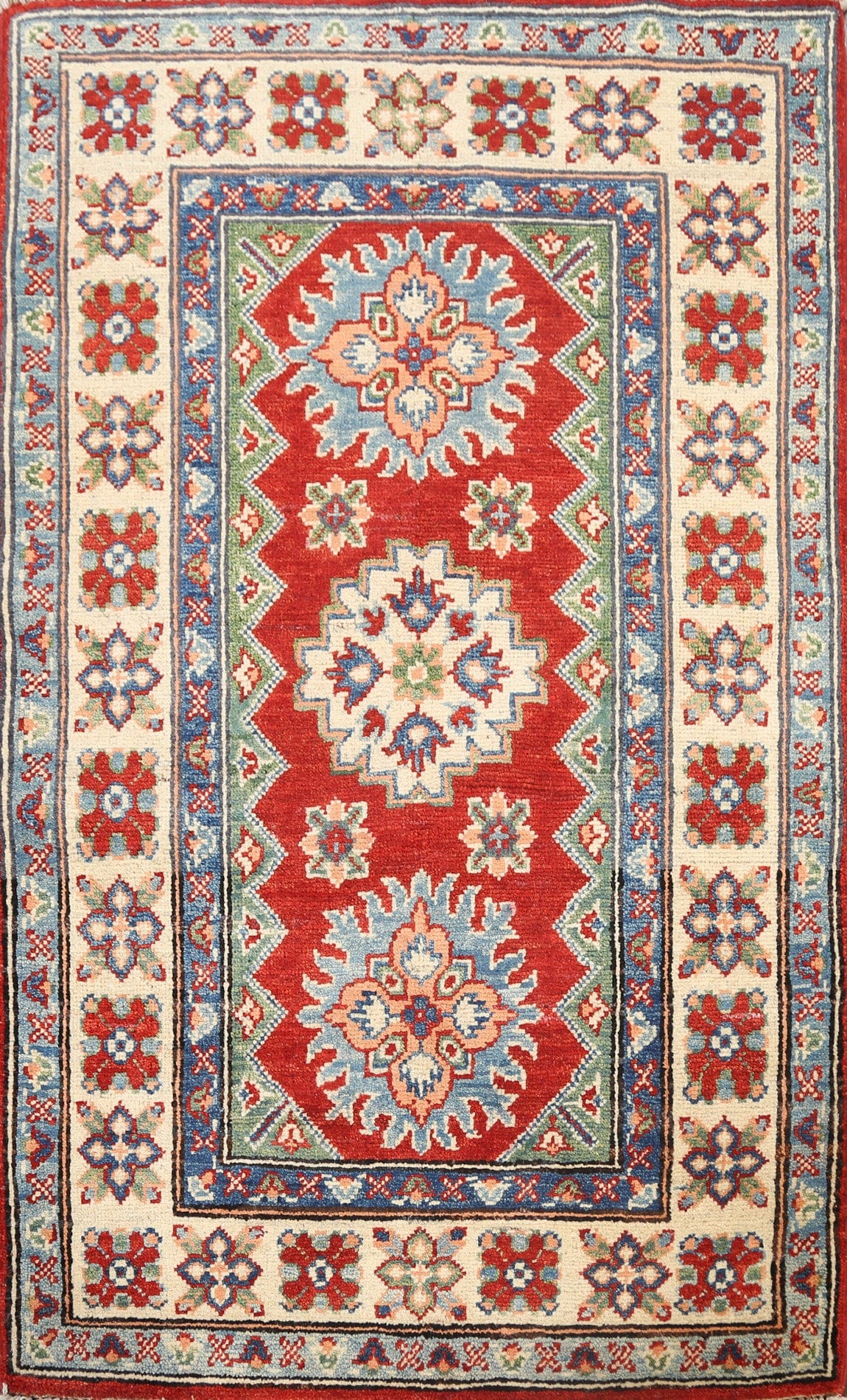 Geometric Kazak Oriental Area Rug 3x4