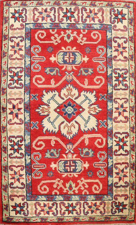 Geometric Kazak Oriental Area Rug 3x4