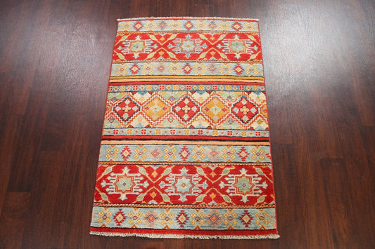 Geometric Kazak Oriental Area Rug 3x4