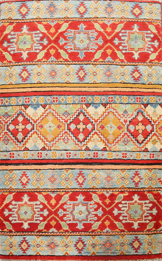 Geometric Kazak Oriental Area Rug 3x4