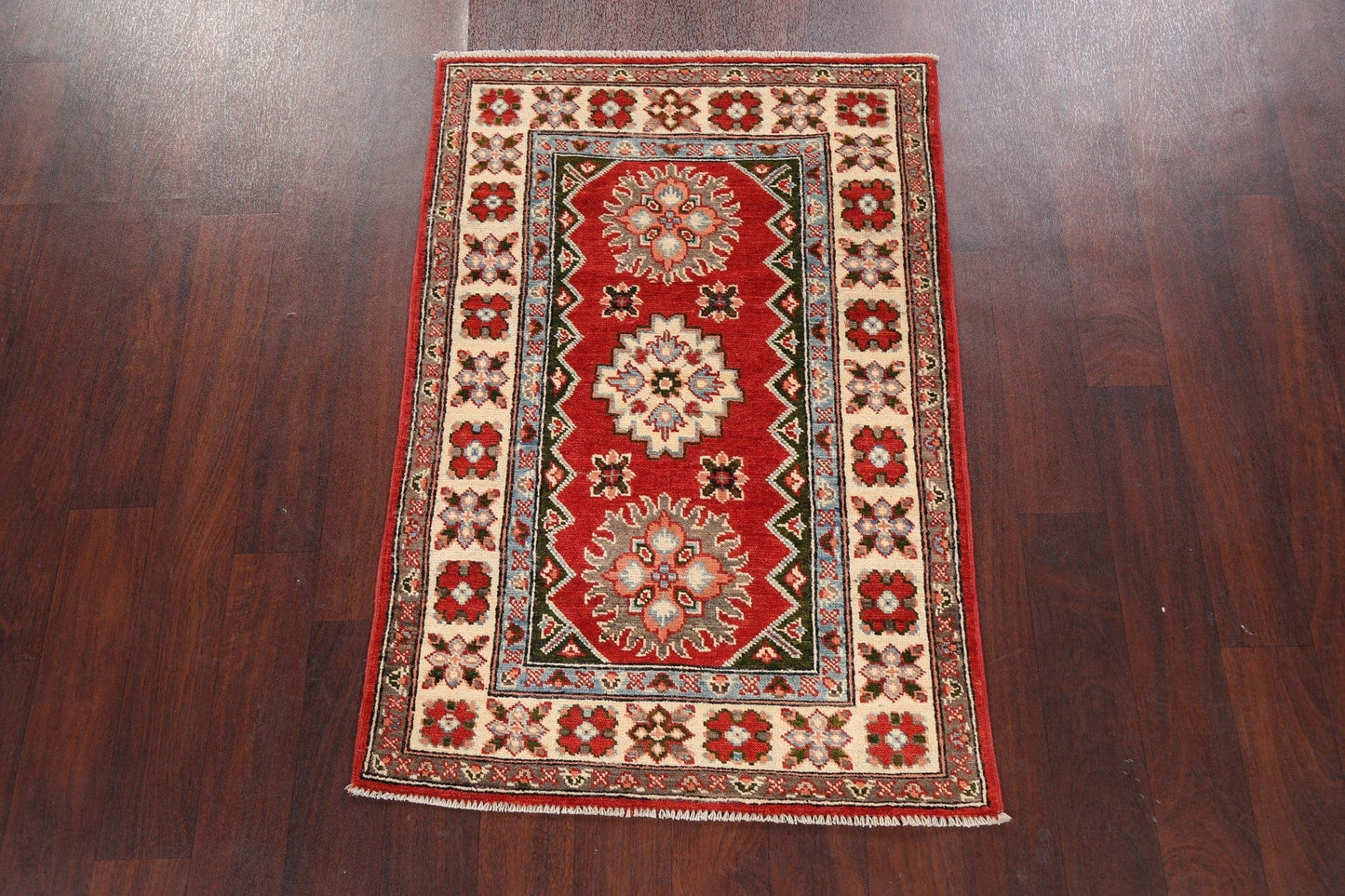 Geometric Kazak Oriental Area Rug 3x4