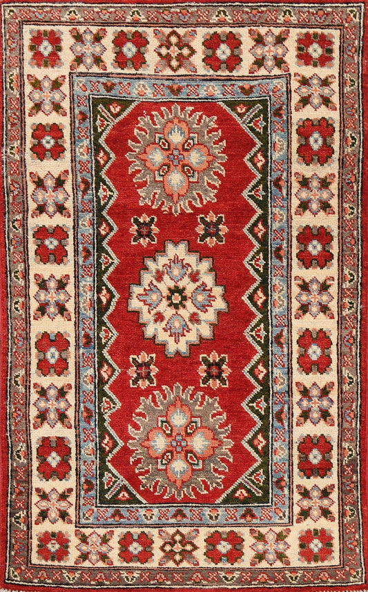 Geometric Kazak Oriental Area Rug 3x4