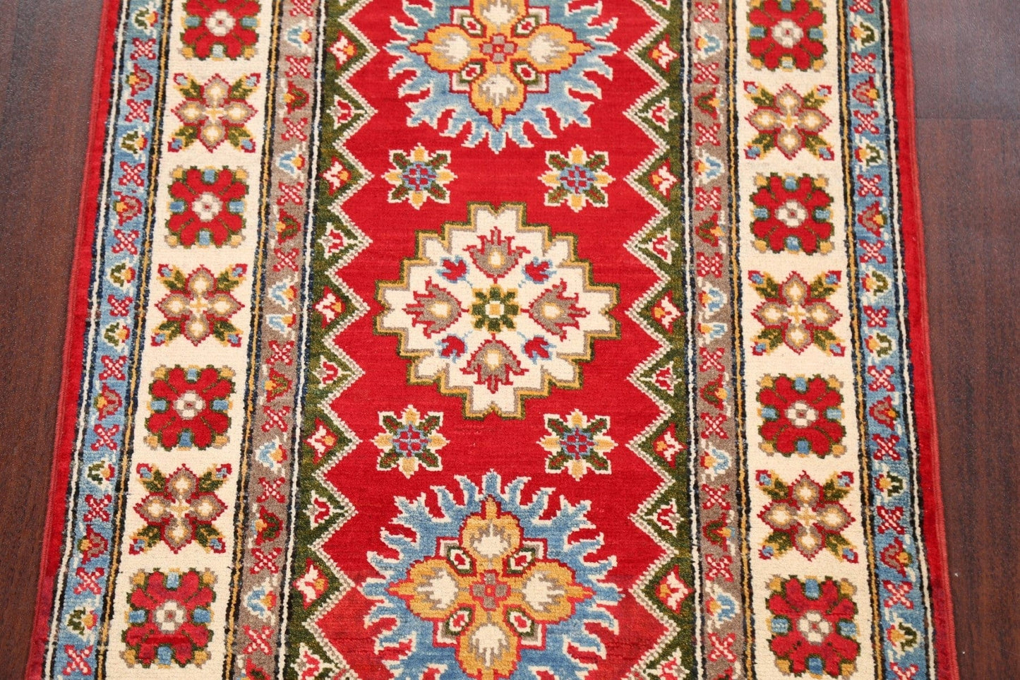 Geometric Kazak Oriental Area Rug 3x4