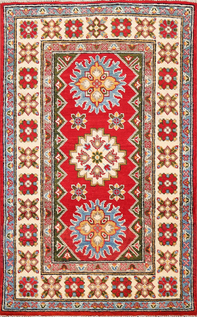 Geometric Kazak Oriental Area Rug 3x4