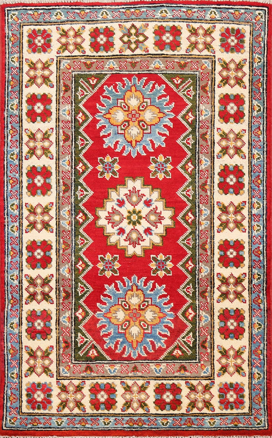 Geometric Kazak Oriental Area Rug 3x4