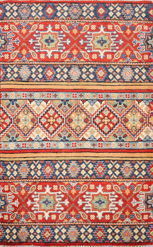 Geometric Kazak Oriental Area Rug 3x4