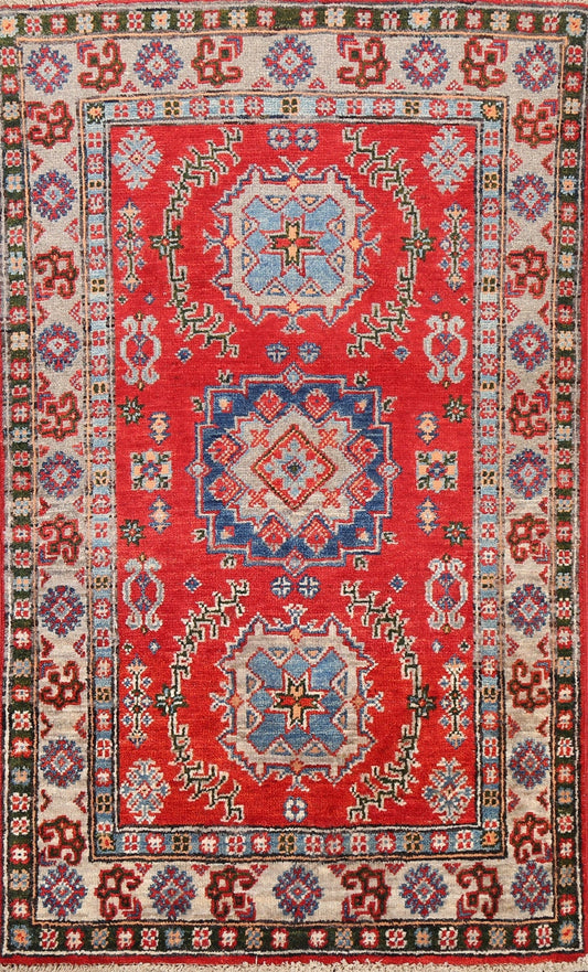 Geometric Kazak Oriental Area Rug 3x4