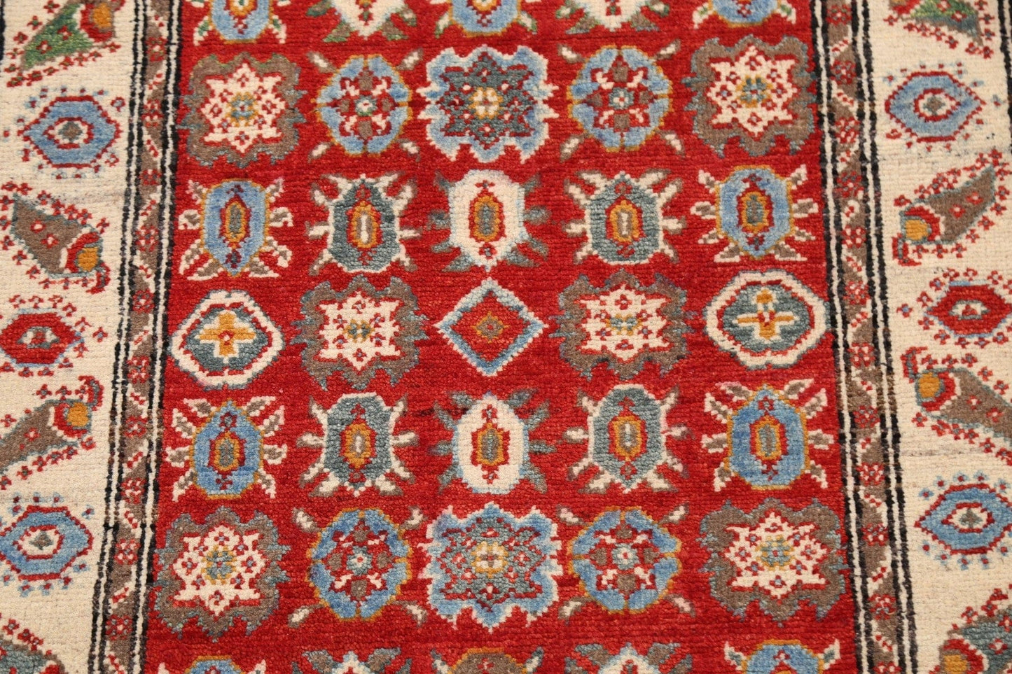 Geometric Kazak Oriental Area Rug 3x4