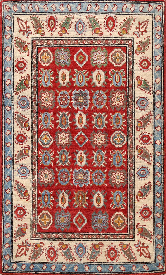 Geometric Kazak Oriental Area Rug 3x4