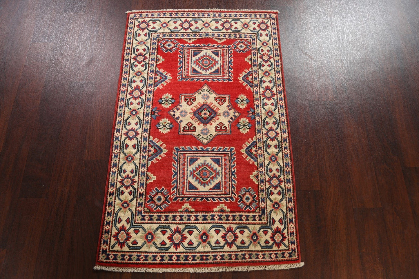 Geometric Kazak Oriental Area Rug 3x4