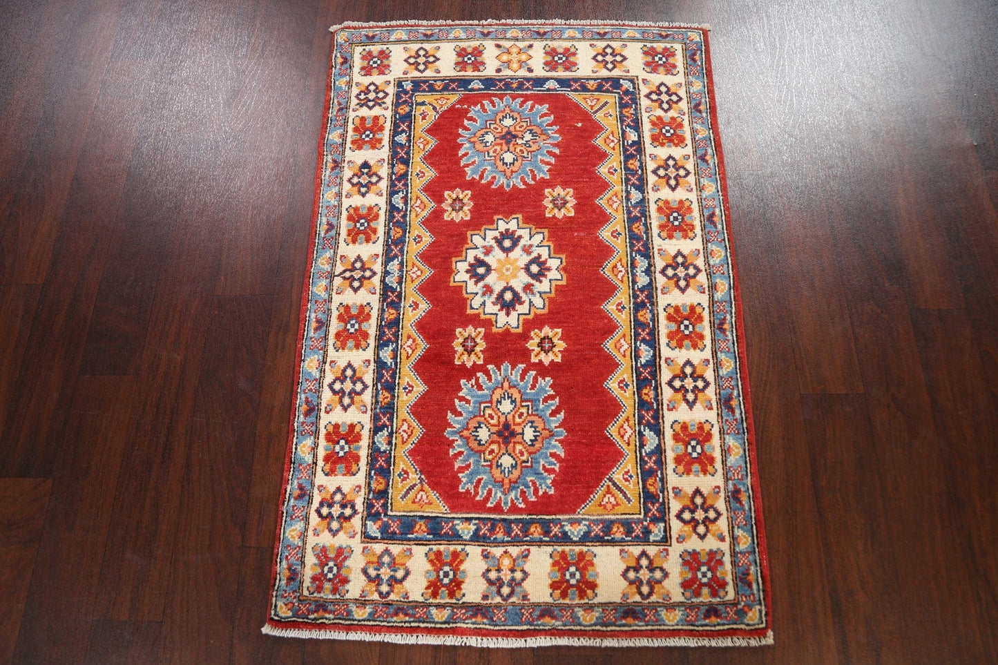 Geometric Kazak Oriental Area Rug 3x4