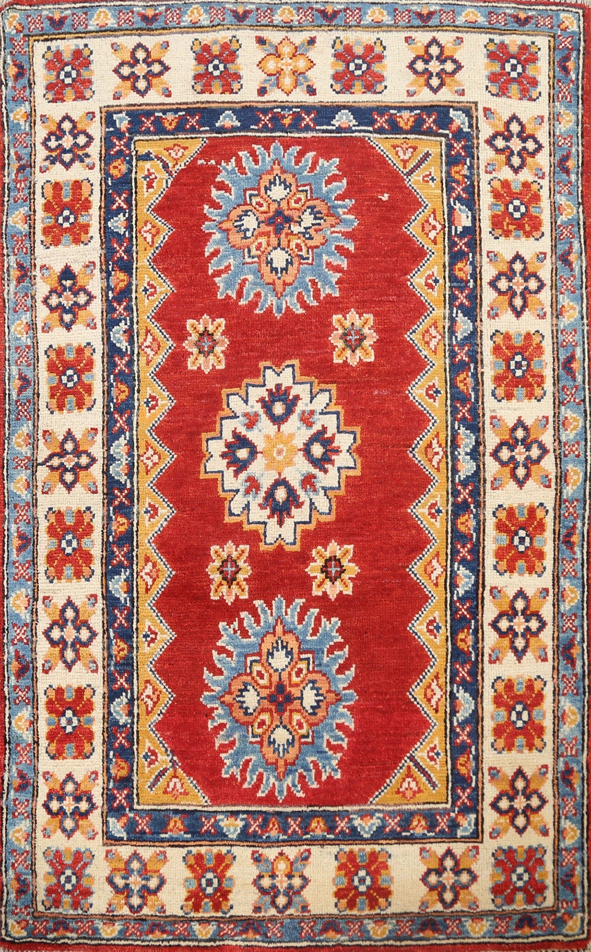 Geometric Kazak Oriental Area Rug 3x4